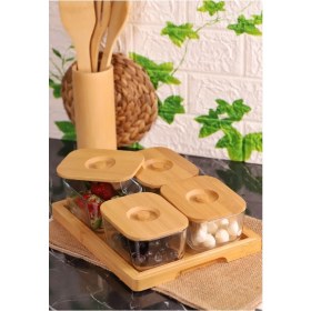 Resim 9 Parça Cam Saklama Kabı Seti, Sağlam ve Şık Kahvaltılık Kaplar 