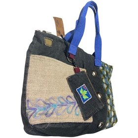 Resim Vintage Salaş Çok Renkli Orta Boy Günlük Seyahat Gezi Omuz Çantası 36cmx34cm Siyah - Taş 