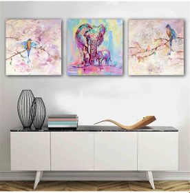 Resim Kanvas Tablo Kuşlu Filli 3 Parça Set 49 