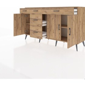 Resim Kronos Konsol 2 Raflı 5 Çekmeceli 3 Kapaklı 176x59x99 Çam-çam Atlas Çam - Atlas Çam 