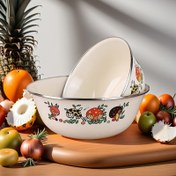 Resim 2 adet Vintage Çiçekli Emaye Kase - Meyve, Sebze, Salata ve Kurutulmuş Yiyecekler için Dayanıklı Yuvarlak Servis Kaseleri - Bulaşık Makinesinde Yıkanabilir, Okul, Kamp, Piknikler için Çiçek Desenli Yeniden Kullanılabilir Kaplar, Yiyecekler için Kaseler 