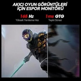 Resim Monitör 24E3 23.8ınç, 165Hz, Fhd, 1080P(1920*1080), 1ms, Ips, Adaptive Sync, Monitörler,gaming, HDMI 1.4*2, Dp 1.2*1, Eğilmek -5~15°, Yukarı ve Aşağı, Görme Açısı 178°, VESA 75*75MM, Siyah 