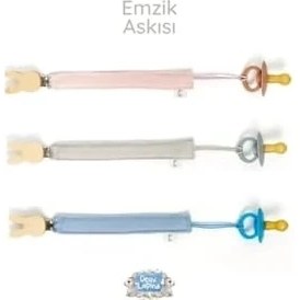 Resim Deux Lapıns% 100 Pamuk Müslin Bebek Emzik Askısı - Gri DCLIP-1006 