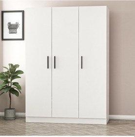 Resim Minar Kale 3 Kapaklı Zincir Dolap - Gardrop - Beyaz 210cm 