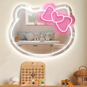 Resim 1pc Sanrio Officially Licensed Cute Cat LED Neon Sign, USB Powered Wall Hanging Mirror with Switch Control, Multi-Color Cartoon Pattern for Bedroom, Beauty Shop, Studio Decor, No Battery Required 