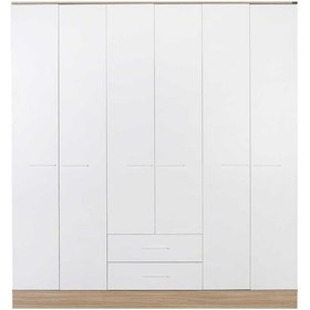 Resim adoremobilya Base 6 Kapılı 2 Çekmeceli Gardırop-Italyan Meşe / Beyaz 