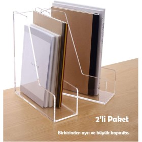 Resim TUVA REKLAM Tuva Reklam Çok Amaçlı Ve Pratik Kullanımlı Şeffaf Pleksi Kitaplık Dergilik ( 2 Adet ) 