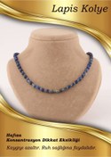 Resim OSMANLI DEĞERLİ TAŞ Sertifikalı Lapis Lazuli 6 Mm Düğümlü Kolye 