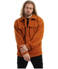 Resim Polostate Erkek Kıvırcık Peluş Cıt Cıt Kapamalı Oversize Ceket Tarçın 