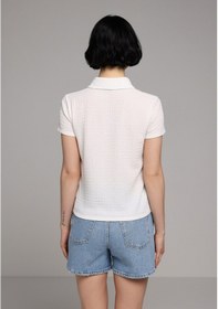 Resim Colin's Colins Slim Fit Polo Yaka Düz Kadın Beyaz Kısa Kol Tişört Cl1078959 Q1.v1 Wht 