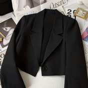 Resim Kadın Şık Kısa Kollu Blazer - H-Kayışlı Hafif Ofis Ceketi, Tek Düğmeli Kapama, Düz Renk İlkbahar/Yaz İş Günlük Kadın Montu 