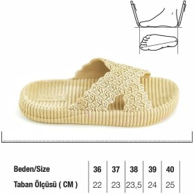 Resim Yüksek Taban, Plaj-Havuz-Ev-Banyo-Tatil-Günlük Kaymaz Taban Hasır Görünümlü Plastik Terlik 