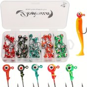 Resim DOVESUN 15/20/2540 Adet Balıkçılık Çekiç Başları, Göz Boyalı Şeytan Tüyleri Jig Kancaları, 5 Renk ve Boyut, 1/8oz 316z 124z 381 12z, İstakane Suculuğu ile çekiş kanca baş şekilleri, örgü sandığıyla birlikte, önceden boyanmış göze sahip balon tuzlu su avcılar ikiye katlanabilir yumuşak, orta sert plastigi hedefleyen, ışıl çıkartmalar renklendirmeli jigs dayandırıcısız incelemelerde spor olta tutucular 