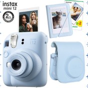 Resim Instax mini 12 Mavi Fotoğraf Makinesi-20'lu Film-Mini Albüm ve Deri Kılıf Seti 