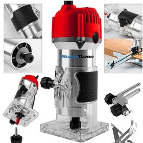 Resim SUPERTURBO Bakır Sargı System 3000W Devir Ayarlı Formika Freze Makinesi 6 Mm Pens + 12 Adet Uç Set Hediye 