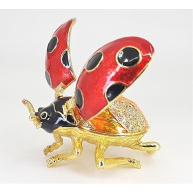 Resim Swaroski Taşlı Metal Uğur Böceği Mücevher Kutusu 