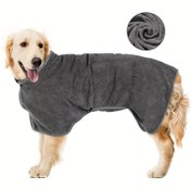 Resim 1Pc Köpek Bornoz Havlu, Köpek Kurutma Ceketi, Süper Emici Köpek Bornozları, Sihirli Çıkartmalarla Köpek Havluları, Ayarlanabilir Yaka Ve Bel Pet Havlusu, Hızlı Kuruma Ve Nem Emme, Pet Tüy Kaybını Önlemek İçin Küçük Orta Büyük Köpekler Kediler İçin 