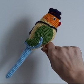 Resim nildamigurumi Amigurumi Kuş Muhabbet Kuşu Postacı 