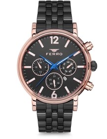 Resim FERRO Siyah Çelik Kordon Erkek Kol Saati F81888A-899-R 