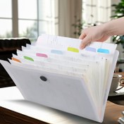 Resim 5 Cep/1 Genişletme Klasörü, Dosya Yöneticisi, A4 Boyutu, Çok Renkli Masaüstü Yöneticisi ile Renkli Etiketler, Sınıf Ev Ofisi ve Seyahat için Depolama Çantası ve Ücretsiz İndeks Etiketleri 