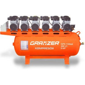 Resim Grayzer 300 Lt Sessiz ve Yağsız Hava Kompresörü 6 Kafa 