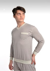 Resim Aysun Tekstil Pamuklu Kumaştan Geniş Kesim Ribana Manşetli Erkek Pijama Takımı 