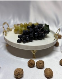 Resim Aless Altın Ayaklı Kulplu Seramik Sunumluk Çerezlik Meyvelik 