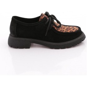 Resim Dgn 4247 Kadin Loafer Ayakkabi Siyah Leopar Süet 