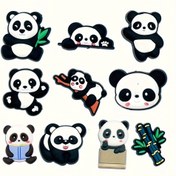 Resim 10 Adet Sevimli Panda Karikatür Tarzı Ayakkabı Aksesuarları, DIY Ayakkabı Tokası 