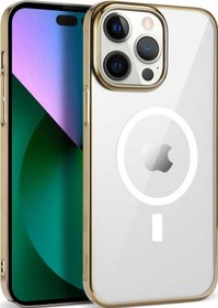 Resim Zeyline Apple Uyumlu iPhone 13 Pro Max Zore Wireless Şarj Özellikli Pixel Magsafe Kapak-gold 