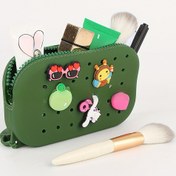 Resim Kadınlar için Madeni Para Cüzdanı Silikon Oval Şekilli, Madeni Paralar, Kozmetik Ürünler, Tuvalet Malzemeleri Saklayabilir, Delik Süs Tasarımı Rastgele Sayı ve Renkli DIY Aksesuarları İçerir 