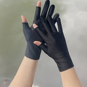 Resim Kadınlar için Nanatongxue Hafif Koruma Nefes Alabilir İki Parmak Eldivenler - Esnek Spandex Günlük Dış Mekan Bisiklet Sürüşü Balıkçılık Dağcılık İlkbahar Yaz Siyah, Şık Parmaksız Tasarım, Dayanıklı Güneş Koruması 