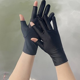 Resim Kadınlar için Nanatongxue Hafif Koruma Nefes Alabilir İki Parmak Eldivenler - Esnek Spandex Günlük Dış Mekan Bisiklet Sürüşü Balıkçılık Dağcılık İlkbahar Yaz Siyah, Şık Parmaksız Tasarım, Dayanıklı Güneş Koruması 