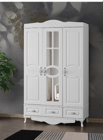 Resim Beenal Country Gardırop, Mebran 3 Kapaklı Çekmeceli Dolap 120CM 