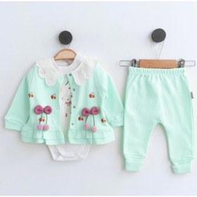Resim Cherub Baby Yakası Fistolu Kirazlı Hırkalı Badili 3 Lü Bebek Takım 