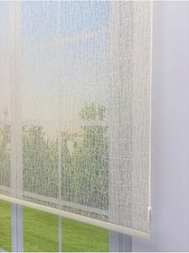Resim donatti perde OLYMPOS Serisi - Kırçıllı Desenli Çift Mekanizmalı Bej Tül Stor Krem Perde 230 x 200 