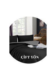 Resim Ely Parker Kolay Ütü 180x200 Battal Çift Kişilik Nevresim Takımı Çift Yönlü (Gri Lastik.Çarşaf+Yorgan K.+2 Y.K) 180 x 200 Gri 