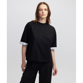 Resim İpekyol Nakışlı Colorblock Kadın Tişört (IW6250070075) 