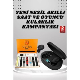 Resim Pileli Store Dijital Göstergeli Kulaklık ve 7 Kordonlu Akıllı Saat Android ve Ios Uyumlu Uyku Takibi Sesli G 