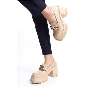 Resim Kadın Guzi Nut Cilt Zincir Tokalı 8 Cm Topuklu Platformlu Ayakkabı-nut Nut 