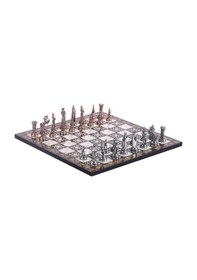 Resim Orta Boy Metal İngiliz Satranç Takımı Antik Ve Sedef Desenli Mdf 