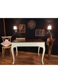 Resim Wooding-Mobilya Wooding 120 Cm Masif Krem Ceviz Yemek Masası 