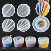 Resim 4 adet DIY Silikon Renk Karıştırma Kupası - Izgara ile Şeffaf Reçine Dökme Kalıpları - El Sanatları, Takı Yapımı ve Sanat Projeleri için Hassas Renk Karıştırma ve Marbling Etkileri için Dayanıklı, Kolay Temizlenebilir Tasarım - El Sanatları Malzemeleri, Takı Yapımı Araçları, Izgara Desenli Tasarım, Pürüzsüz Yüzey Bitişi 
