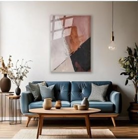 Resim Soyut Temalı Yağlı Boya Görünümlü Fırça Darbeleri Cam Modern Salon Tablosu Cam Duvar Tablosu 