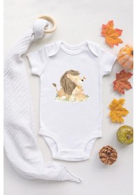 Resim Tuğba Baby Özel Tasarım Lisanslı Babasının Aslanı Bebek Body Baba Bebek Badi Zıbın Beyaz 