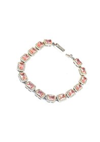Resim Sky Diamond Pink Morganit Taşlı 925Ayar Gümüş Lüks Su Yolu Bilekl 