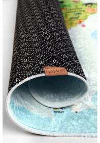 Resim Dünya Haritası Oyun Matı 160x200 cm Bebek Çocuk Halısı Mavi Yenidoğan Yumuşak Aktivite Etkinlik Örtüsü 