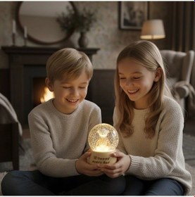 Resim Pilli Işıklı Müzikli Kar Küresi Sevimli Ayıcık Figürlü Eğlenceli Masaüstü Biblo, Led Aydınlatmalı De 