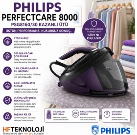Resim Philips Perfectcare 8000 Series 2700W 8,5 Bar Buhar Kazanlı Ütü 