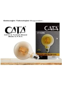 Resim Cata 2 Adet CT-4286 6W E27 Rustik LED Glop G95 Ampul Amber 